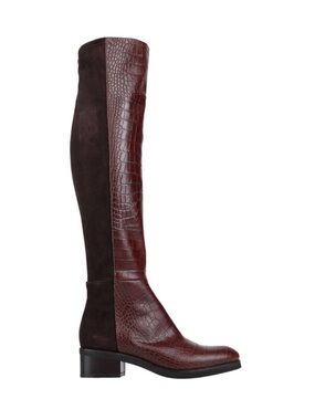 Le Pepe Brown Over-the-Knee Croc-Embossed Boots Italy Alligator print 9 $550